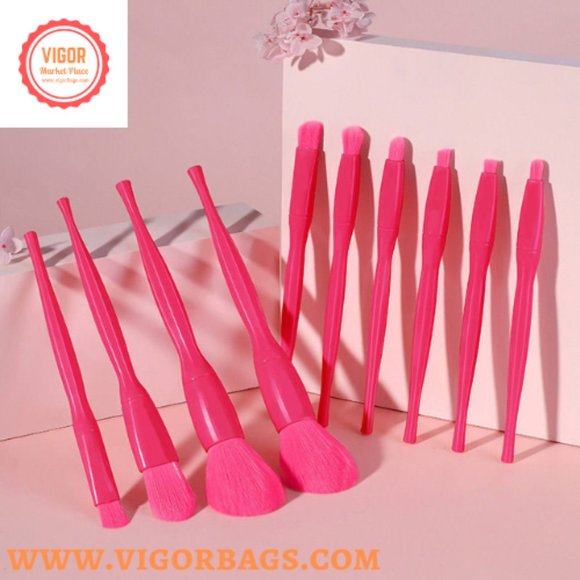 High Quality 10 pcs Candy Color Makeup Brushes Tool Set - Picture 8 of 11